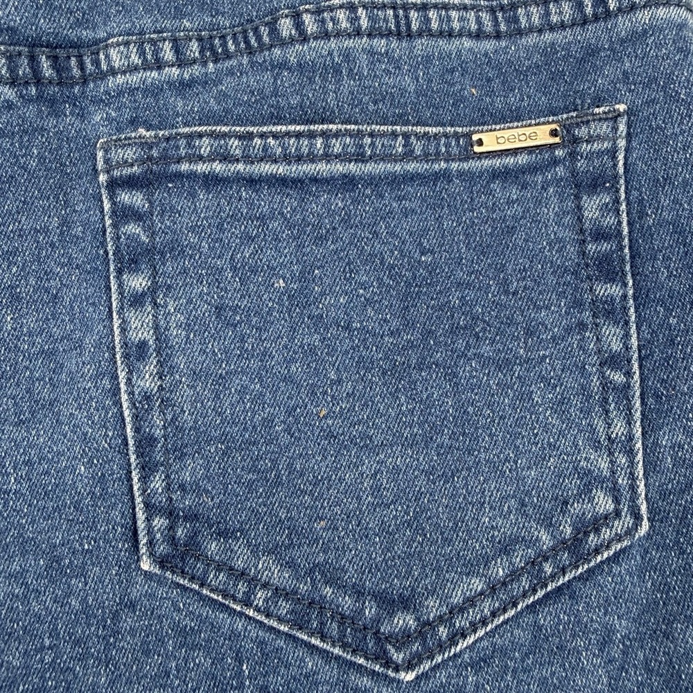 Bebe x Ciara Vegan‎ Leather Wide Leg Jeans High Waist Moto Women 32 - Picture 7 of 12